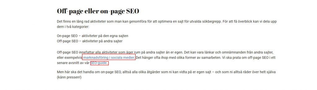 Exempel på intern länk